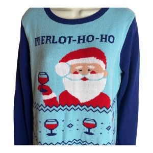 Santa Wine Ugly Christmas Sweater size Large